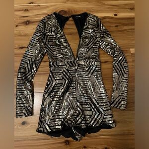Sequin romper black and gold size small